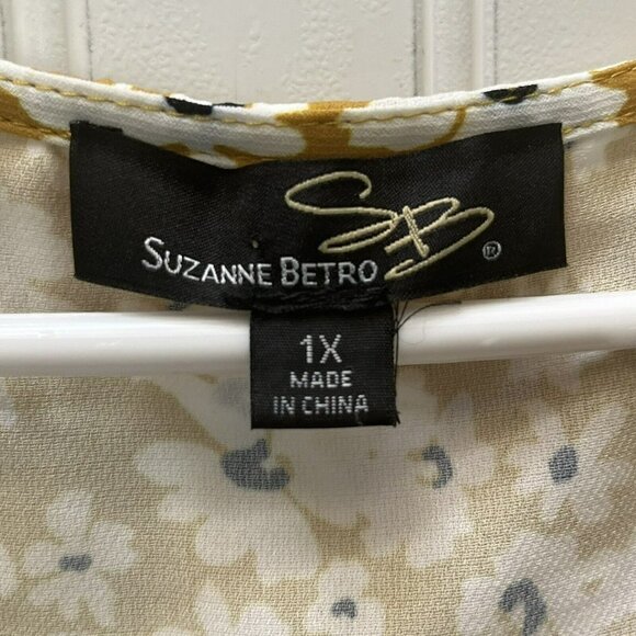 Suzanne Betro Womens Floral Print Ruffle V-Neckline Faux Wrap Style Dress Sz 1X - Picture 3 of 5